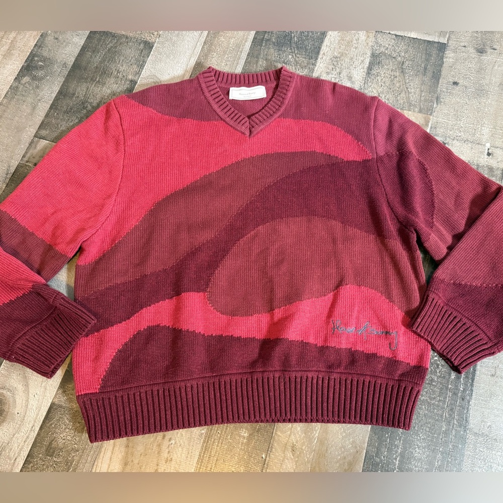 House‎ of Sunny Boutique Red Wave Knit Sweater | Y2K Indie Retro Colorblock